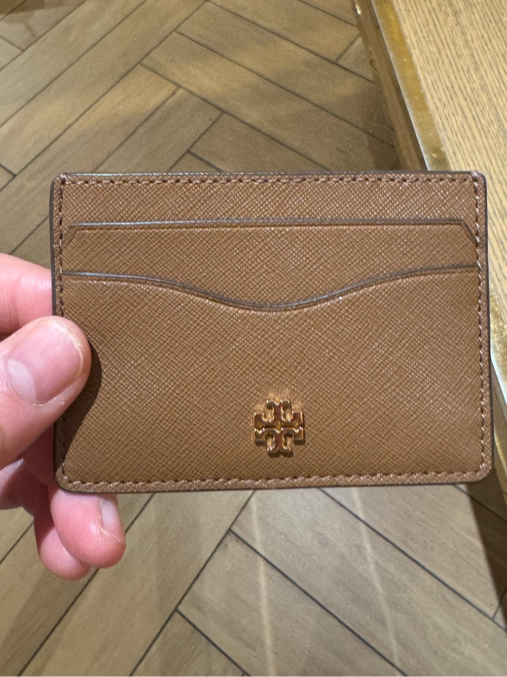 Tory Burch Emerson Flat Card Case and Holder Wallet-Tan